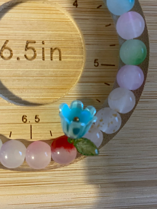 Bracelet de perle arc-en-ciel et fleurs