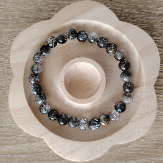 bracelet de perles noir et transparent