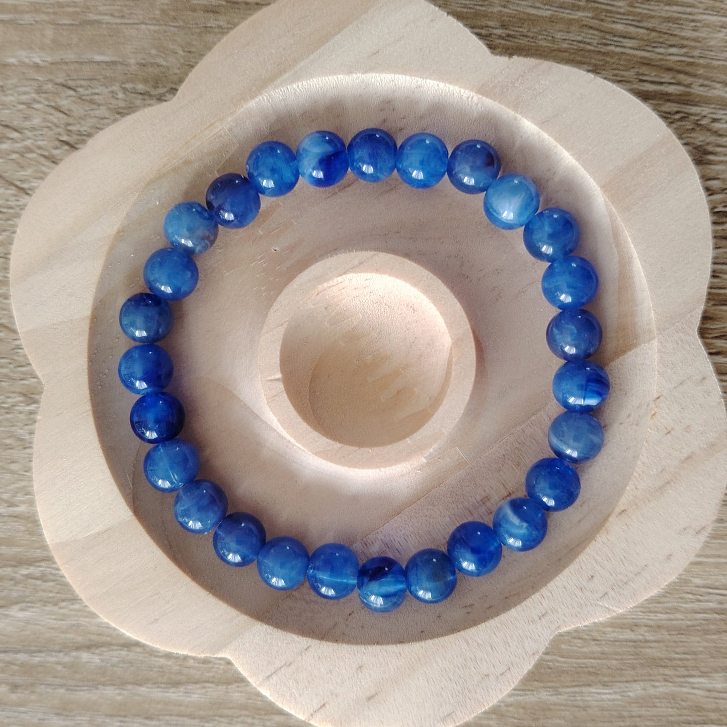 bracelet de perles aux nuances de bleu